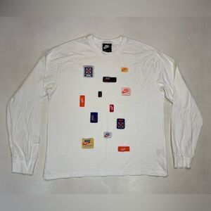 Nike NSW Logo Icon Clash T-shirt Women Large Long Sleeve White CJ2038 100